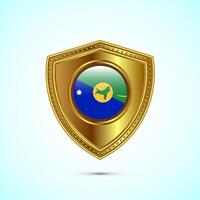 Rounded flag of Christmas Island with glossy gold shield vector
