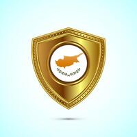 Rounded flag of Cyprus with glossy gold shield vector
