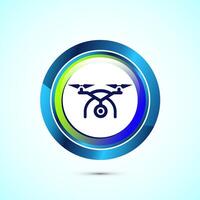 Drone icon design illustration. Drone quadrocopter logo sign symbol, Glossy round button design vector