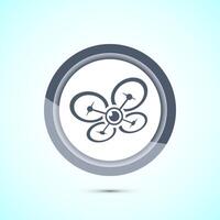 Drone icon design illustration. Drone quadrocopter logo sign symbol, Red color button design vector