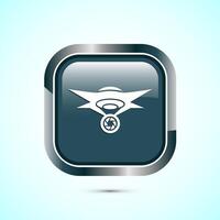 Drone icon design illustration. Drone quadrocopter logo sign symbol, Gray color square button design vector