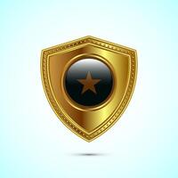 Rounded flag of Congo Free State with glossy gold shield vector