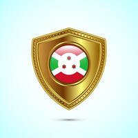 Rounded flag of Burundi with glossy gold shield vector