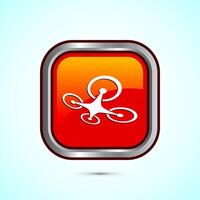 Drone icon design illustration. Drone quadrocopter logo sign symbol, Orange color square button design vector