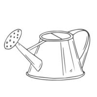 illustration of watering can gardening tools and utensils isolated on a white background, garden maintenance, landscaping and hobby concept, sketch style vector