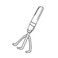 Garden rake sketch isolated on white background. Gardening and hobby concept. vector