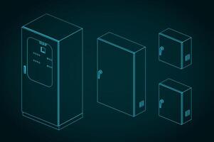 Electrical panels blueprints illustration vector