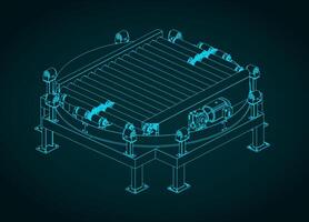 Turntable conveyor section isometric blueprint vector