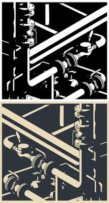 Pipes and valves illustrations