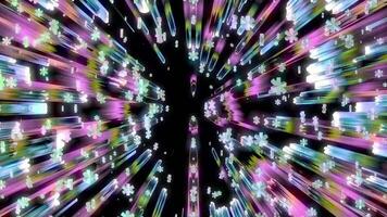 3D Object Rotates and Moves Inside a Space with a Bright Neon Glow. video
