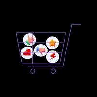 Shopping cart is running with social media reactions. Loop animation without backhground. video