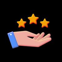 Animated hand with a stars. Feedback concept animation. Loop without background. video