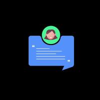 Woman with a speech bubble is leaving a feedback. Loop animation without background. video