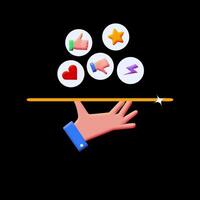 Hand is holding a plate with social media reactions. Loop animation without background. video