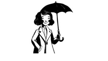Animation forms a sketch of an icon of a person carrying an umbrella video