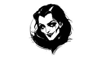 Animation forms a sketch of a vampire icon video
