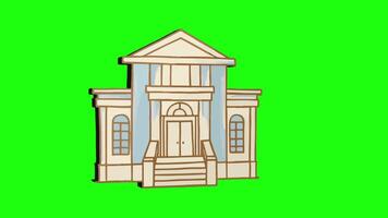 Green screen animated 3D building icon video