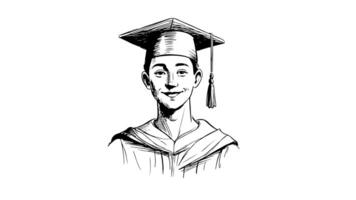 Animation forms a sketch of a graduate's icon video