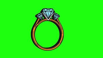 Green screen animated 3D diamond ring icon video