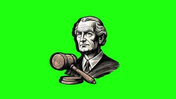 Green screen animated 3D judge and gavel icon video