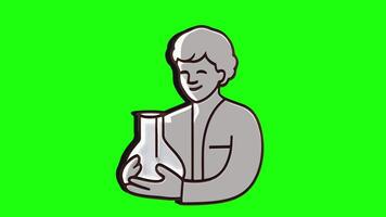 Green screen animated 3D icon of scientist and beaker video