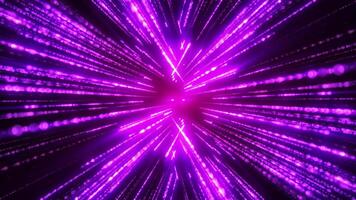 Brighter particle trails. speed of light, animation. Abstract particle lines or neon stripes. tunnel with a wormhole in space. 3D, 4K. looping animation video