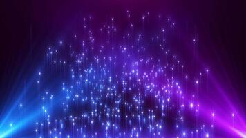 A spotlight illuminates the background of the stage. Animation of shiny dust particles and light rain stars. Blue rays. Abstract luxury background for awards and celebrations. loop video