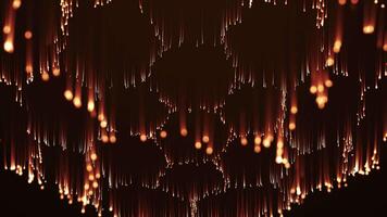 Falling bright golden particles, animation of dust and shiny dots, beautiful bokeh, rain of orange particles, glitter. animation Seamless loop video