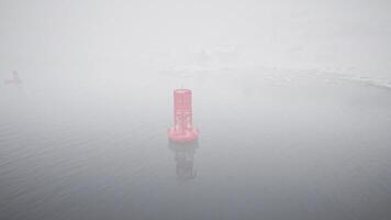 Red Buoy Floating in Cold Norwegian Sea video