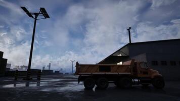 Dump Truck Parked in Front of Building video