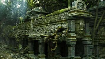 Ancient temple ruins in Cambodia surrounded by lush greenery and trees video