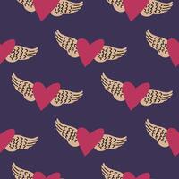 Valentine Day flying heart with wings pattern background for packaging and decoration vector