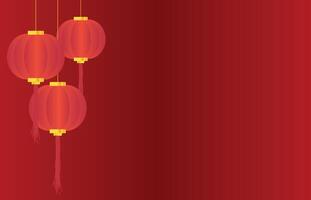 Chinese Background with Three Red Lantern Red Rope vector
