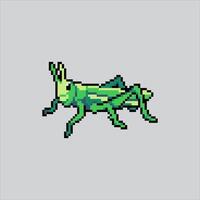 Pixel art illustration Grasshopper. Pixelated Green Insect. Grasshopper Green Insect Icon pixelated for the pixel game and icon for website and game. old school retro. vector