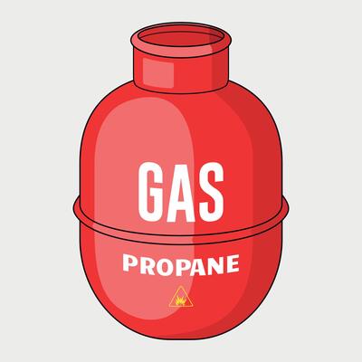 metal propane gas cylinder icon red color on white background