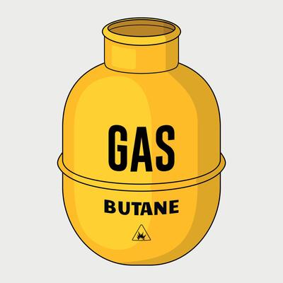 metal butane gas cylinder icon yellow color on white background