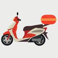 orange and white scooter icon with luggage rack on white background vector