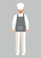 male chef in an apron and hat on a white background vector