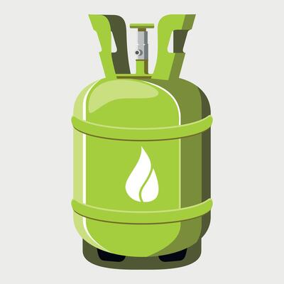 metal gas cylinder icon green color on white background