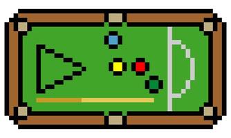 Empty pool table viewed from above in pixel art style vector