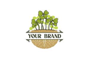 vintage style microgreen logo with color vector