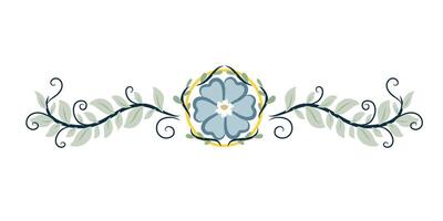 Leaf branch with blue flower ornament border vector