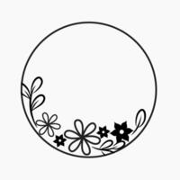 Simple flower circle drawing outline graphic illustration vector