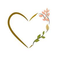 Half heart shape with flower wreath graphic illustration vector