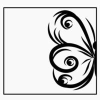 Half butterfly drawing outline square Border frame graphic illustration vector