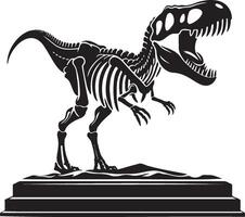 Dinosaur Velociraptor Bones Display in Museum. vector