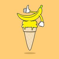 ice cream with banana flavor. ice cream and fruit combination icon. Food and drink concept icon isolated in flat cartoon style vector