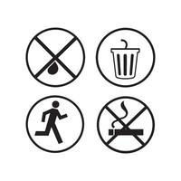 Essential Public Information Icons No Littering, Waste Disposal, Keep Moving, No Smoking vector