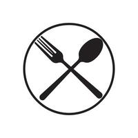 Simple yet elegant logo design featuring a fork and spoon, symbolizing food and dining. vector