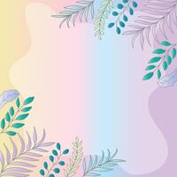 Beautiful frame decorated with leaves in soft colors vector